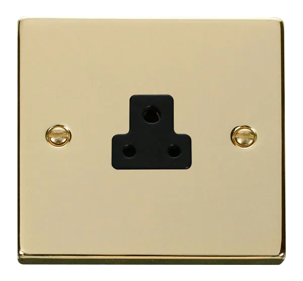 Click Deco VPBR039BK Victorian 2A Round Pin Socket Outlet - Polished Brass (Black)