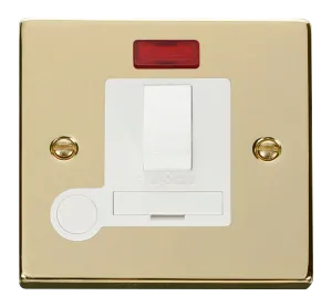 Click Deco VPBR052WH Victorian 13A DP Switched Fused Spur   Neon   Flex Outlet - Polished Brass (White)