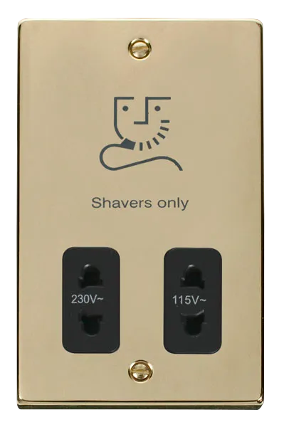 Click Deco VPBR100BK Victorian 115V/230V Dual Voltage Shaver Socket - Polished Brass (Black)