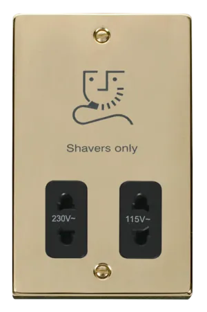 Click Deco VPBR100BK Victorian 115V/230V Dual Voltage Shaver Socket - Polished Brass (Black)