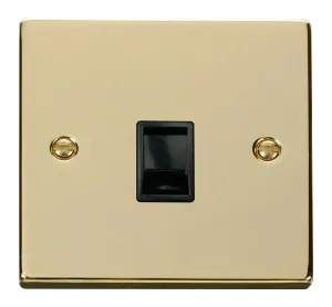Click Deco VPBR115BK Victorian Single RJ11 (Irish/US) Outlet - Polished Brass (Black)