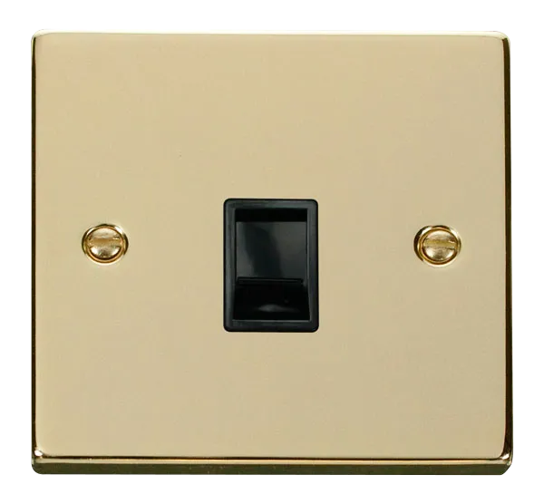 Click Deco VPBR115BK Victorian Single RJ11 (Irish/US) Outlet - Polished Brass (Black)