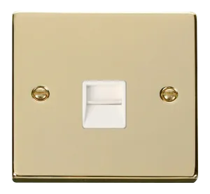 Click Deco VPBR120WH Victorian Single Master Telephone Outlet - Polished Brass (White)