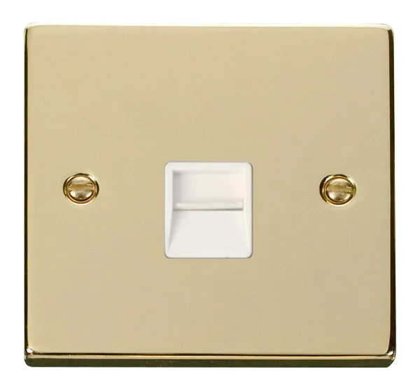 Click Deco VPBR120WH Victorian Single Master Telephone Outlet - Polished Brass (White)