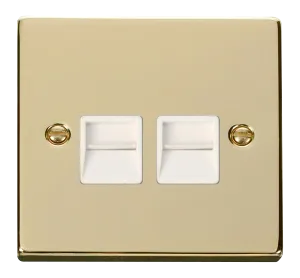 Click Deco VPBR126WH Victorian Twin Secondary Telephone Outlet - Polished Brass (White)