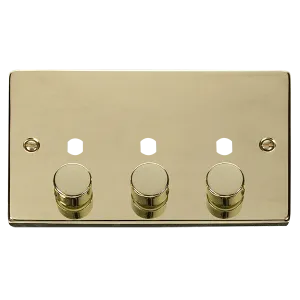 Click Deco VPBR153PL Victorian 3G Unfurnished Dimmer Plate & Knobs (1200W Max) - Polished Brass