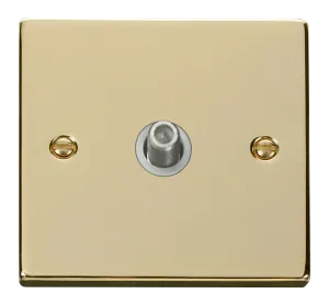 Click Deco VPBR156WH Victorian Single Satellite Outlet (Non-Isolated) - Polished Brass (White)