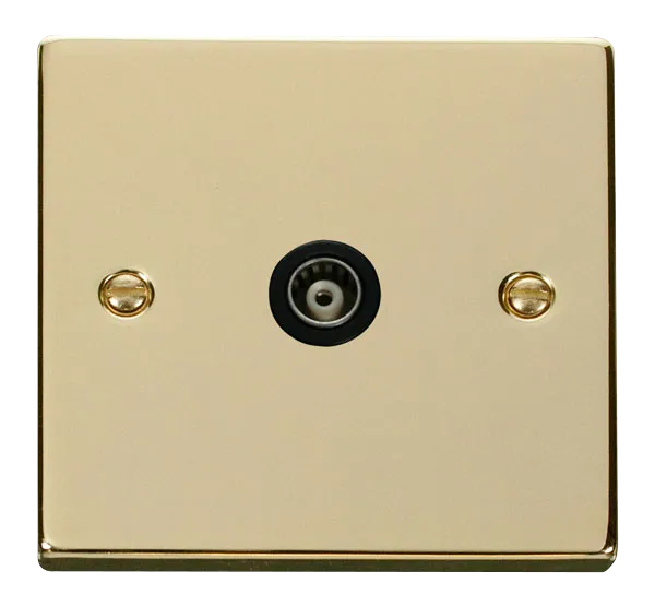 Click Deco VPBR158BK Victorian Single Co-Axial Outlet (Isolated) - Polished Brass (Black)