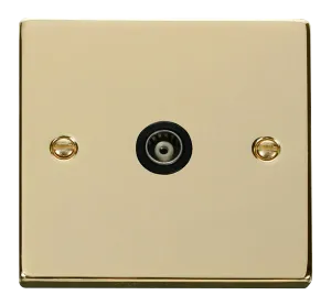 Click Deco VPBR158BK Victorian Single Co-Axial Outlet (Isolated) - Polished Brass (Black)