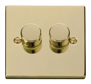 Click Deco VPBR162 Victorian 2-Gang 2-Way 100W LED Dimmer Switch - Polished Brass