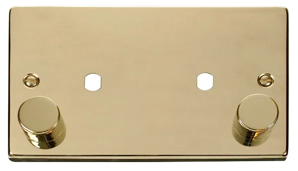 Click Deco VPBR186 Victorian 2G Unfurnished Dimmer Plate & Knobs (800W Max) - Polished Brass