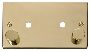 Click Deco VPBR186 Victorian 2G Unfurnished Dimmer Plate & Knobs (800W Max) - Polished Brass
