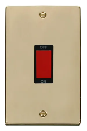 Click Deco VPBR202BK Victorian 45A 2G Double Pole Switch (Vertical) - Polished Brass (Black)