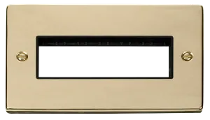 Click Deco VPBR426BK Victorian 2G MiniGrid Unfurnished Front Plate (6 In-Line) - Polished Brass (Black)