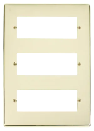 Click Deco VPBR518 Victorian 3 Tier MiniGrid Unfurnished Front Plate (18 Apertures) - Polished Brass