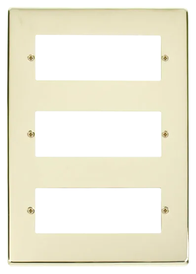 Click Deco VPBR518 Victorian 3 Tier MiniGrid Unfurnished Front Plate (18 Apertures) - Polished Brass