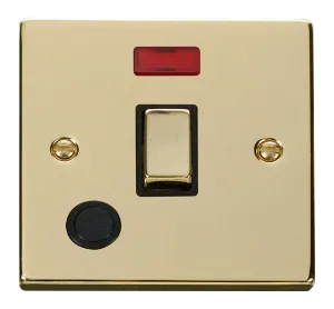 Click Deco VPBR523BK Victorian 20A Ingot DP Switch   Neon   Flex Outlet - Polished Brass (Black)