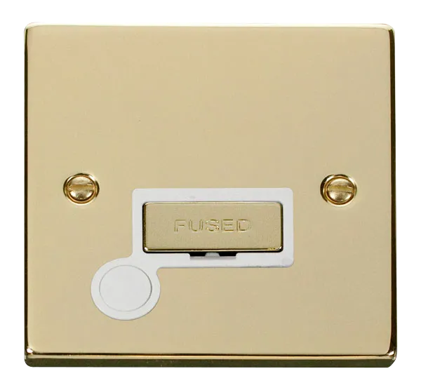 Click Deco VPBR550WH Victorian 13A Ingot Fused Spur   Flex Outlet - Polished Brass (White)