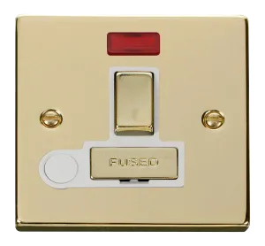 Click Deco VPBR552WH Victorian 13A Ingot DP Switched Fused Spur   Neon   Flex Outlet - Polished Brass (White)