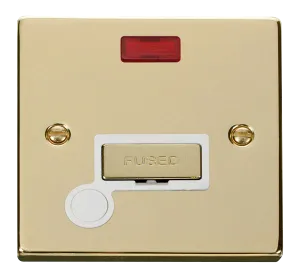 Click Deco VPBR553WH Victorian 13A Ingot Fused Spur   Neon   Flex Outlet - Polished Brass (White)