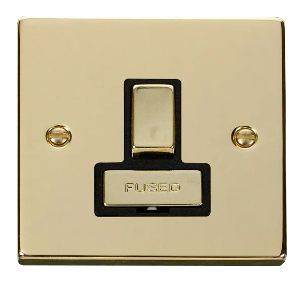 Click Deco VPBR751BK Victorian 13A Ingot DP Switched Fused Spur - Polished Brass (Black)