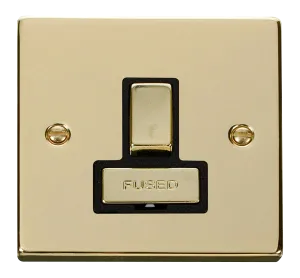 Click Deco VPBR751BK Victorian 13A Ingot DP Switched Fused Spur - Polished Brass (Black)
