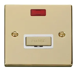 Click Deco VPBR753WH Victorian 13A Ingot Fused Spur   Neon - Polished Brass (White)
