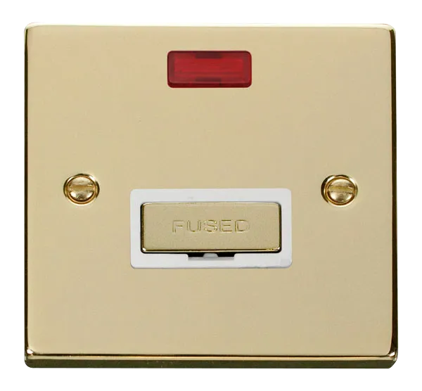 Click Deco VPBR753WH Victorian 13A Ingot Fused Spur   Neon - Polished Brass (White)