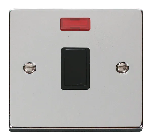 Click Deco VPCH623BK Victorian 20A DP Switch   Neon - Polished Chrome (Black)