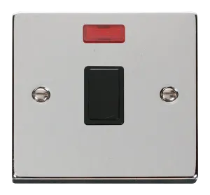 Click Deco VPCH623BK Victorian 20A DP Switch   Neon - Polished Chrome (Black)
