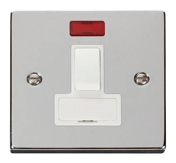 Click Deco VPCH652WH Victorian 13A DP Switched Fused Spur   Neon - Polished Chrome (White)