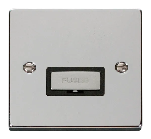 Click Deco VPCH750BK Victorian 13A Ingot Fused Spur - Polished Chrome (Black)