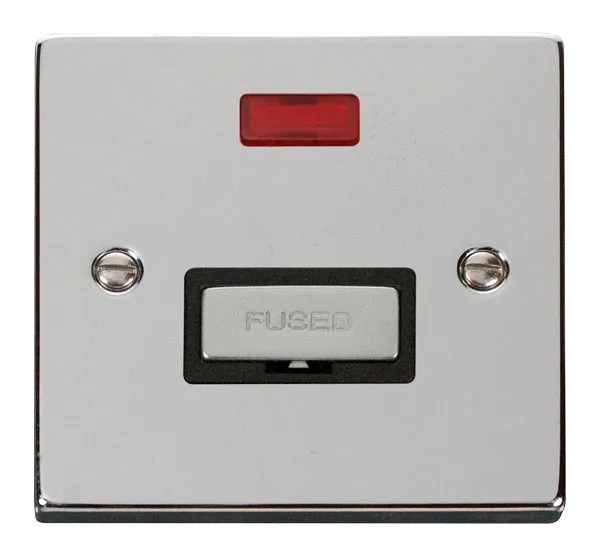 Click Deco VPCH753BK Victorian 13A Ingot Fused Spur   Neon - Polished Chrome (Black)