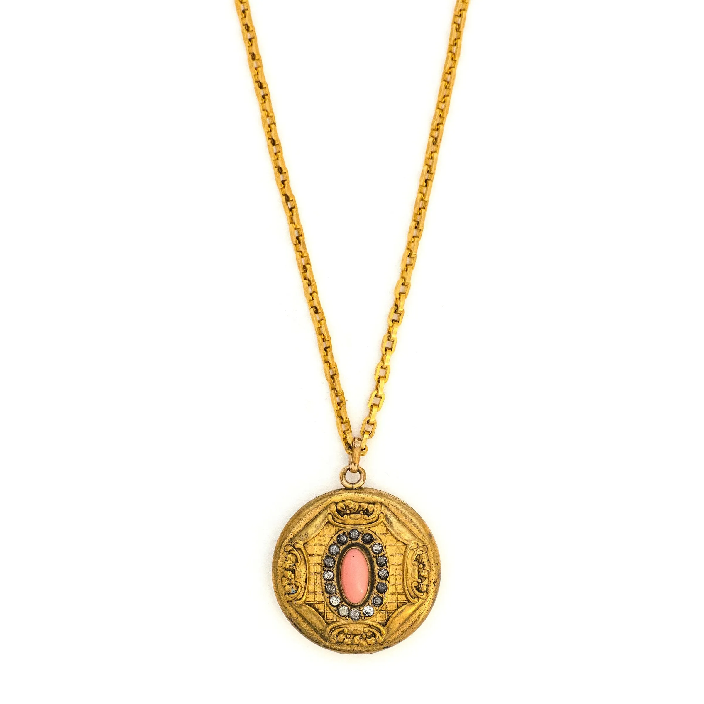 Coral Cabochon Locket