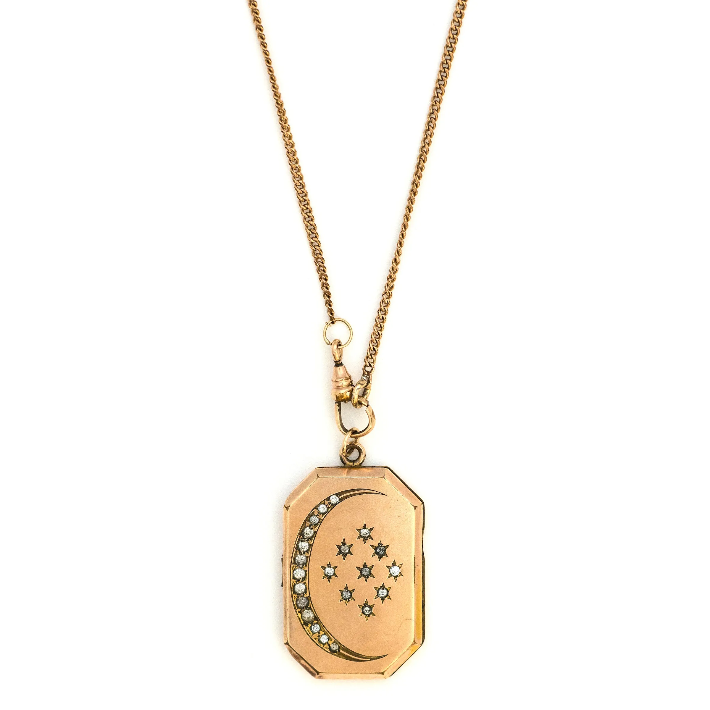 Crescent Moon & Stars Rectangular Locket