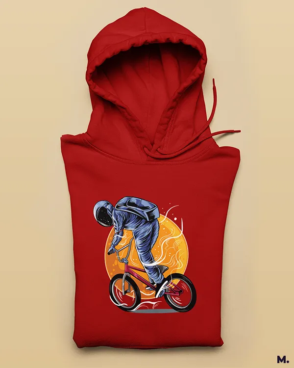 Cyclist in space printed hoodies