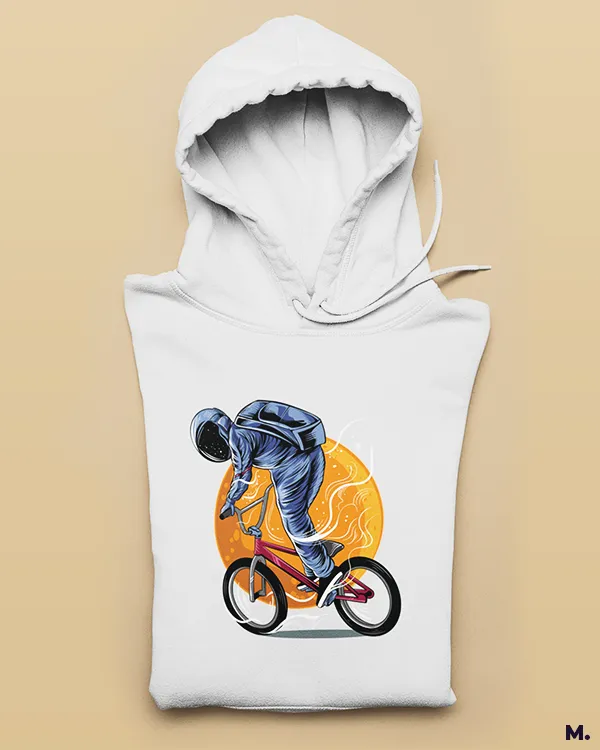 Cyclist in space printed hoodies