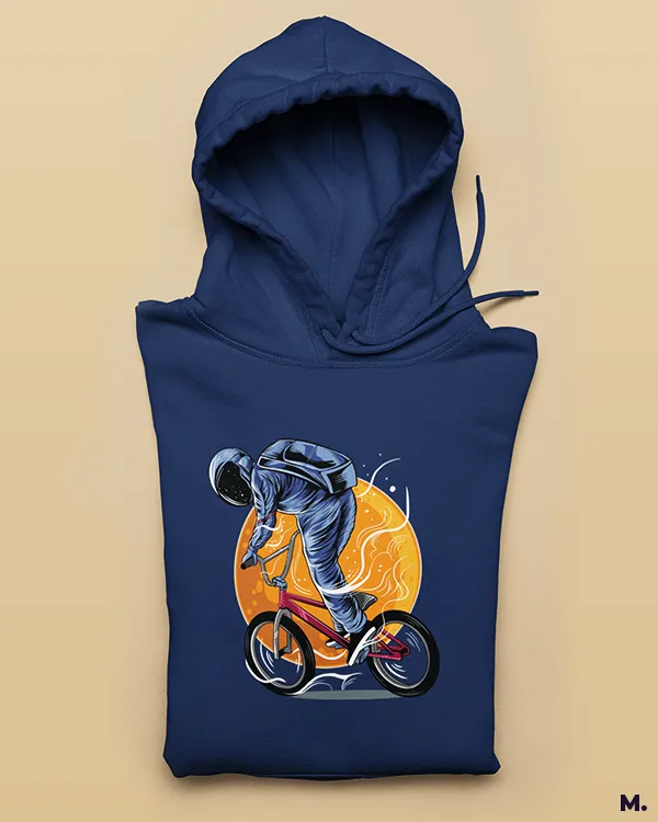 Cyclist in space printed hoodies