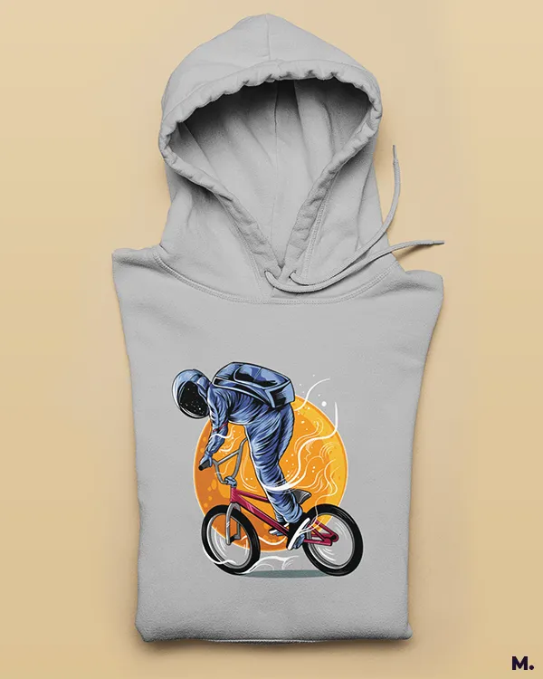 Cyclist in space printed hoodies