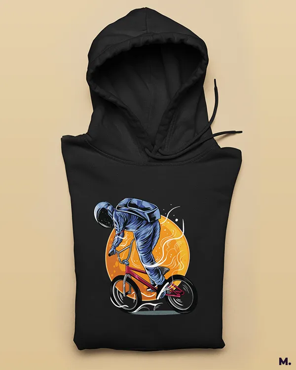 Cyclist in space printed hoodies