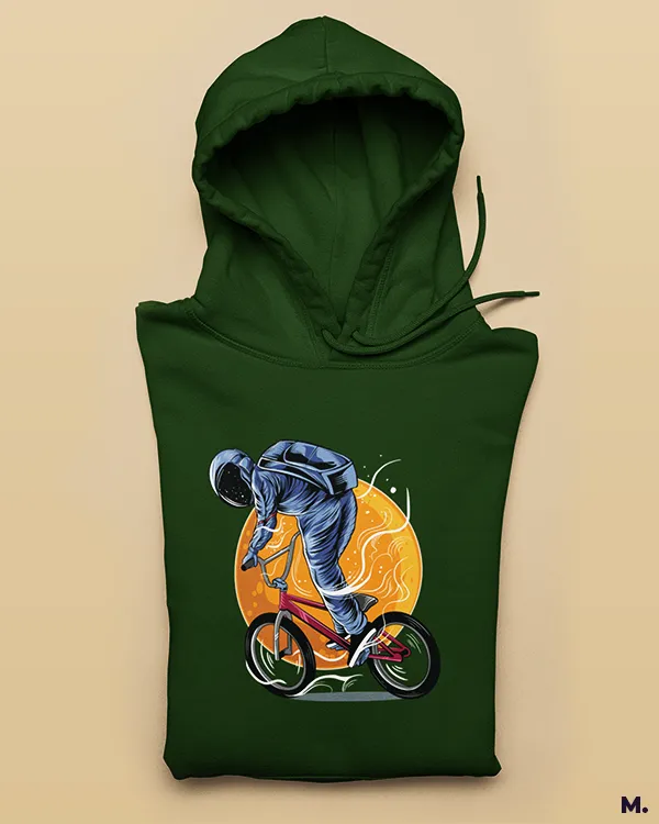 Cyclist in space printed hoodies