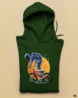 Cyclist in space printed hoodies