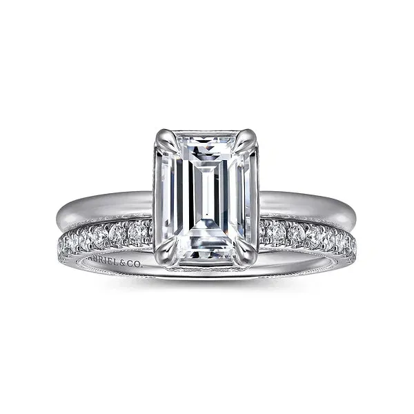 Emerald Cut Hidden Halo Diamond Engagement Mounting