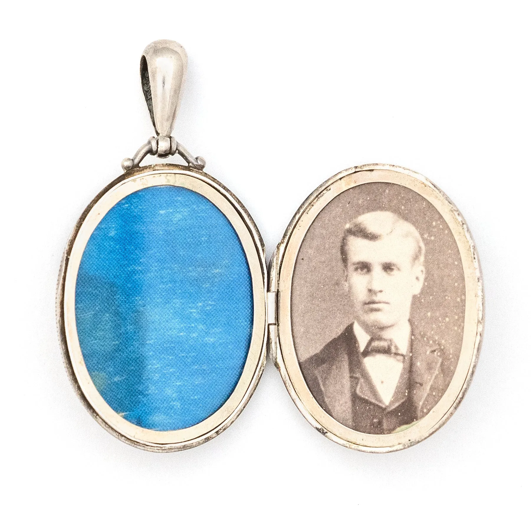 English Silver Forget Me Not Antique Locket