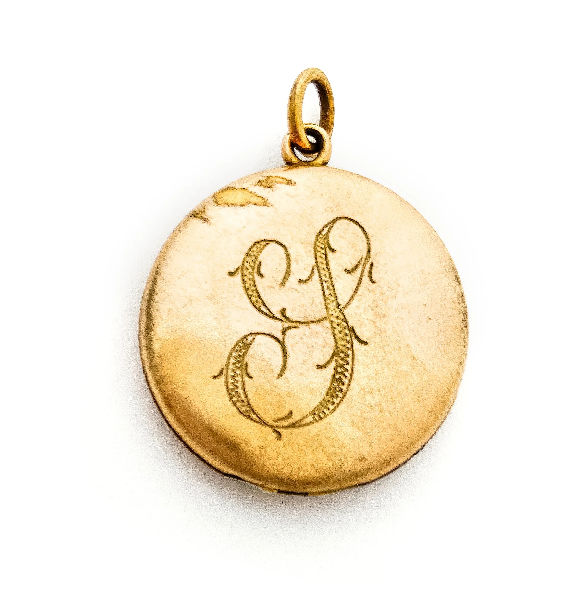 Engraved "S" Ornamental Wreath Antique Locket
