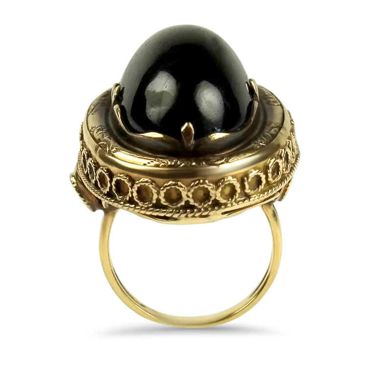 Estate 14K Yellow Gold Victorian Garnet Cabochon Ring