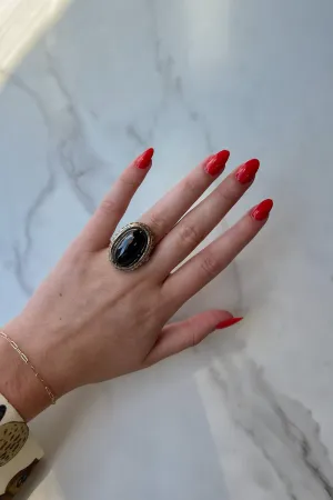 Estate 14K Yellow Gold Victorian Garnet Cabochon Ring