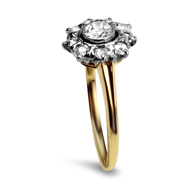 Estate Platinum & 14K Yellow Gold Victorian Diamond Ring