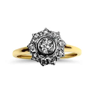 Estate Platinum & 14K Yellow Gold Victorian Diamond Ring