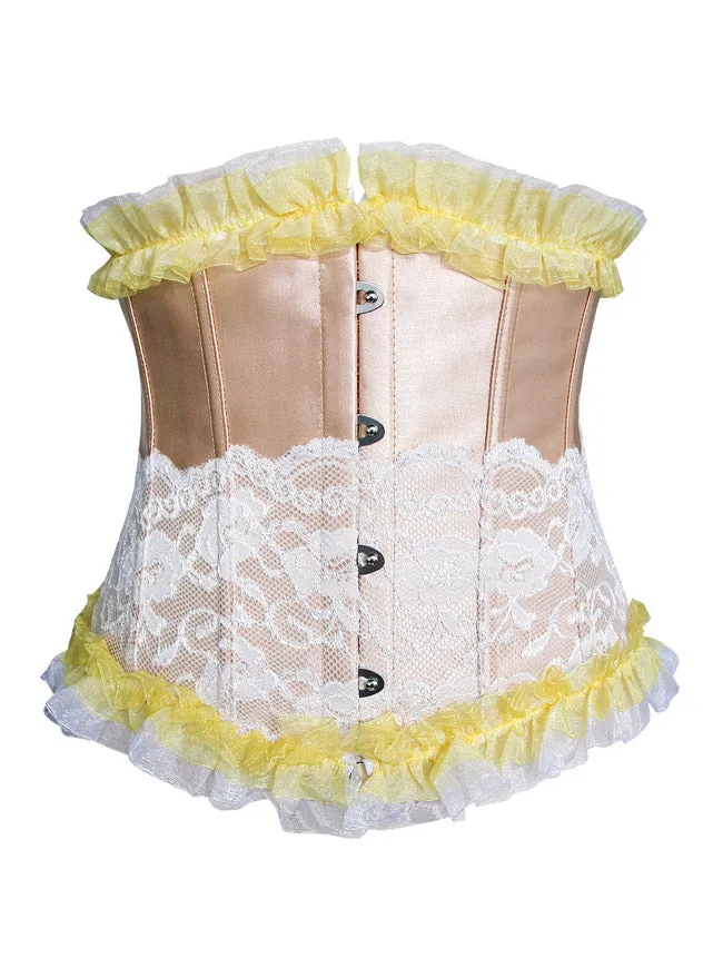 Fashion Lace Trim Bones Underbust Waist Training Underbust Corset Valentines Costume Top